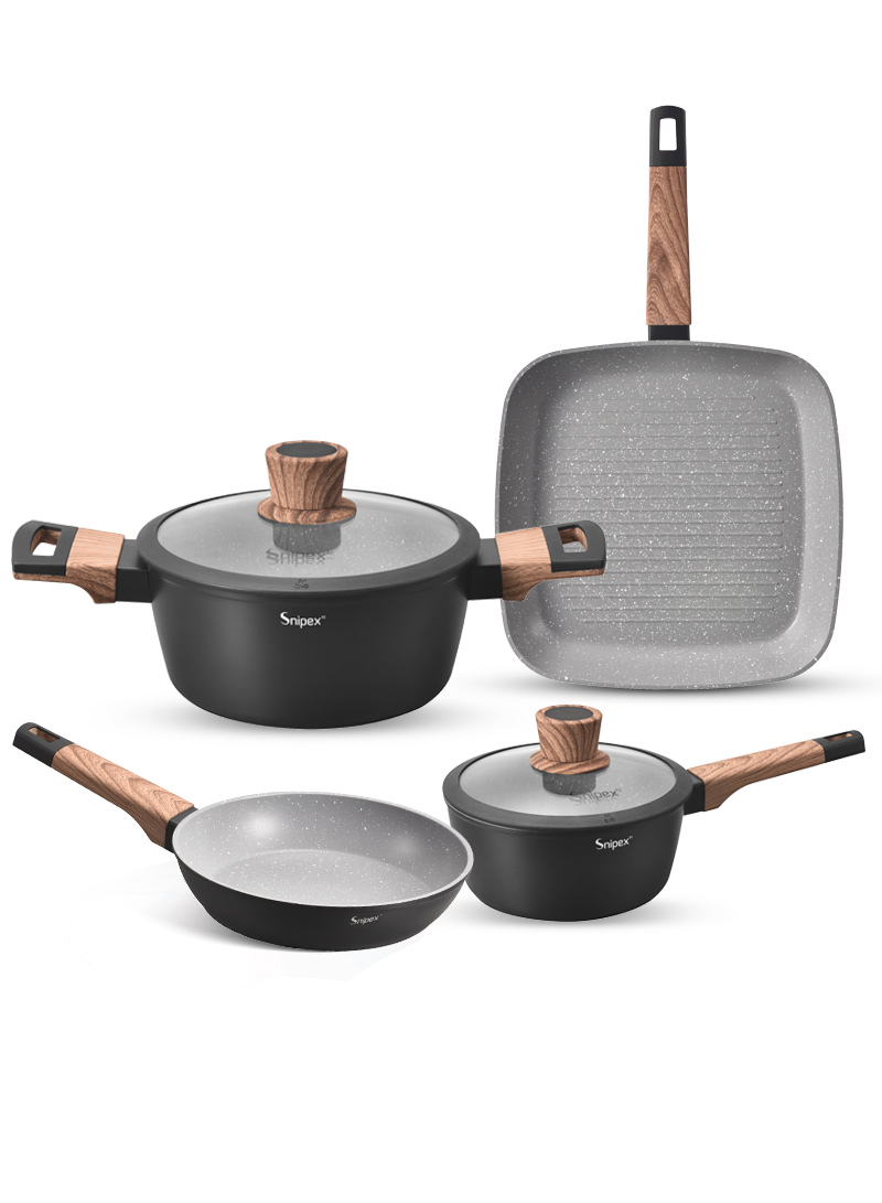 مجموعة أدوات الطهي الأساسية المكونة من 6 قطع والمطلية بالرخام